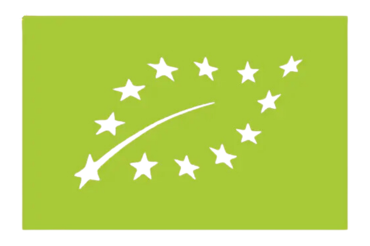 Unijne logo rolnictwa ekologicznego - Euro-liść na zielonym tle